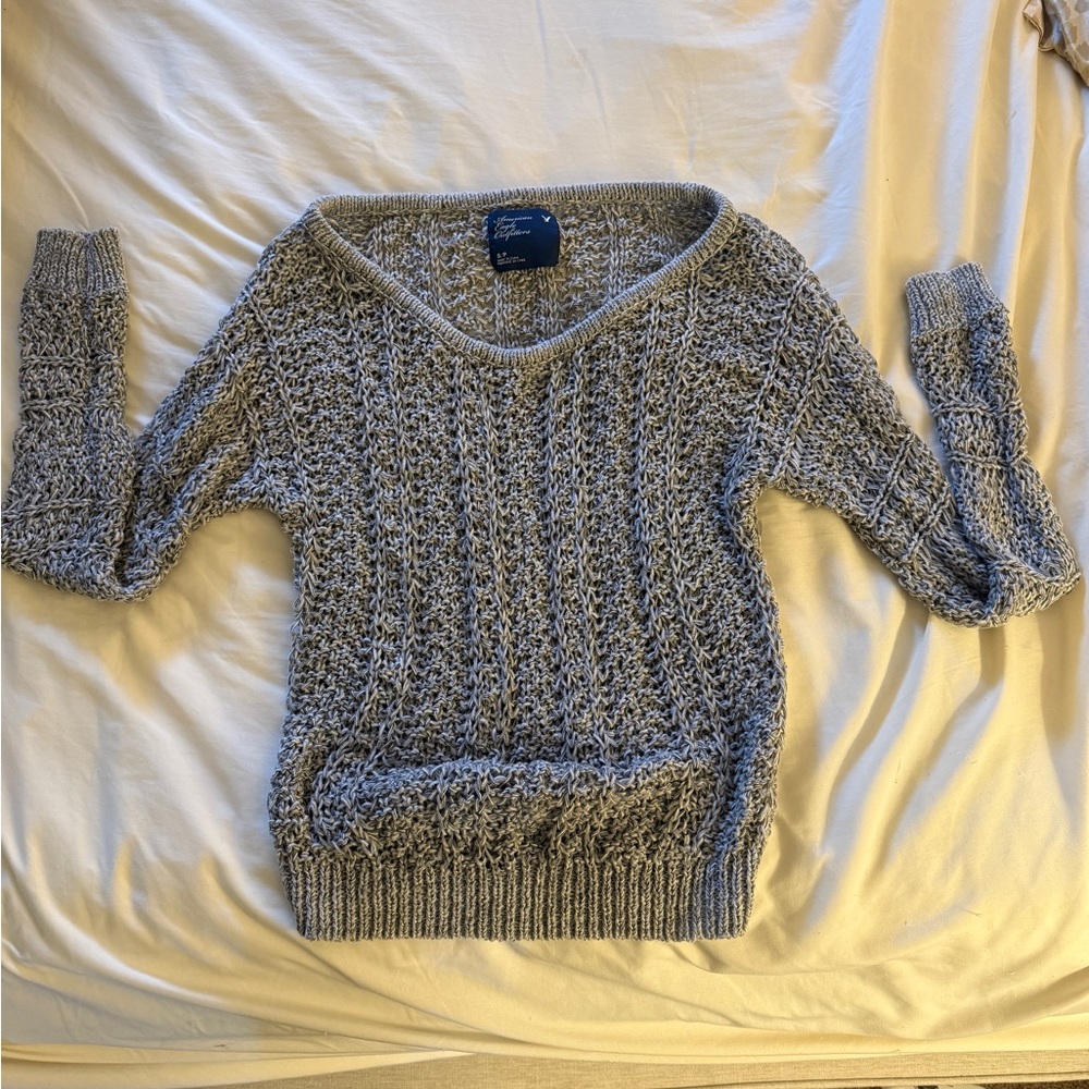 Cozy V-Neck Gray Knit Sweater